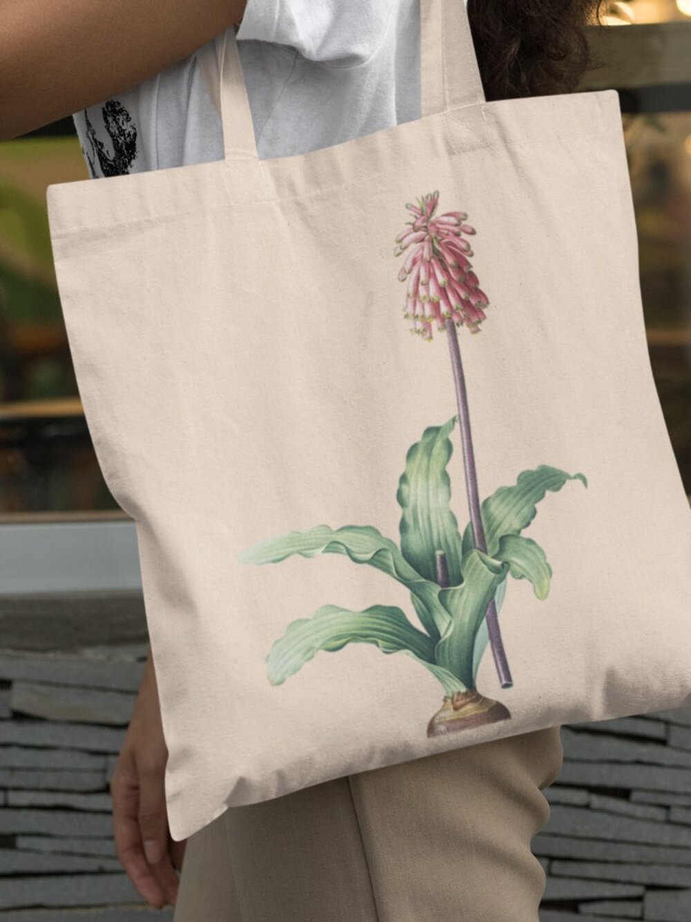 Forest Lily Vintage Floral Print Graphic Canvas Tote Bag